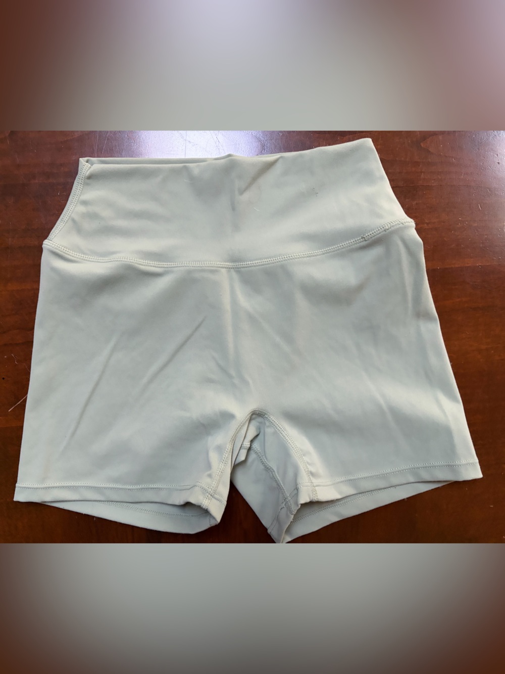 2 Pair - High-Waist Women’s Workout Shorts in Light Beige and Navy